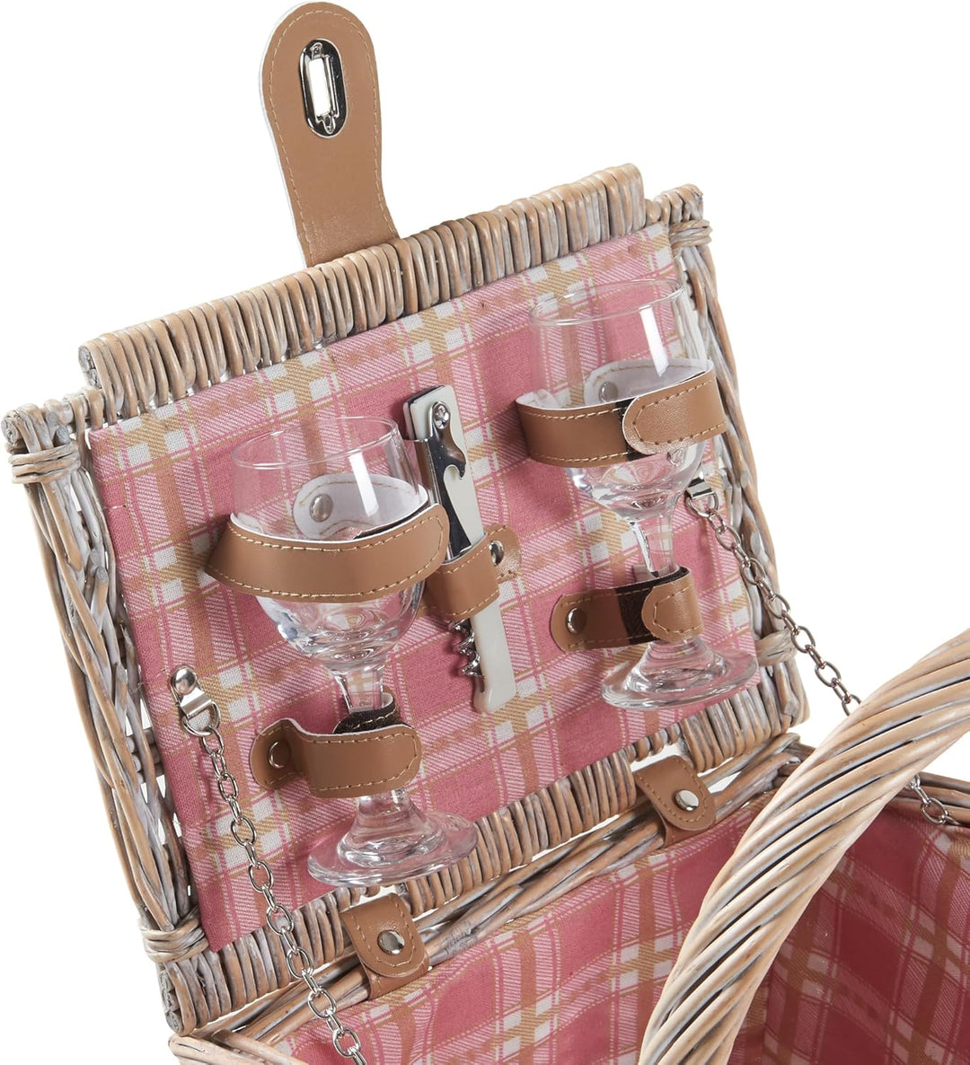 casa.pro Picknickkorb für 2 Personen Bucchianico Komplettset Weide Flechtkorb Picknick Set Geschirr