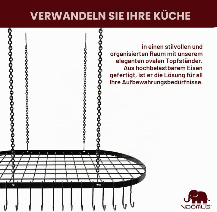 Vdomus Hängender Topfhalter, Schwerlast Gusseisen Deckenlagerung, Montierte Küche Überkopf Töpfe Hal