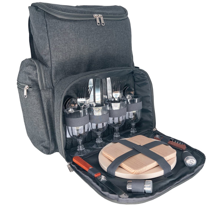Les Jardins de la Comtesse - Rucksack Picknick-Rucksack Escapade – 4 Personen – Grau – komplett mit