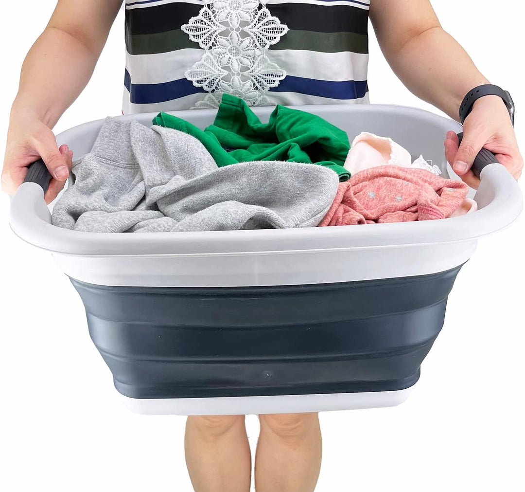 SAMMART 25L Zusammenklappbarer Wäschekorb / -wanne - faltbarer Aufbewahrungsbehälter/Organizer - tra