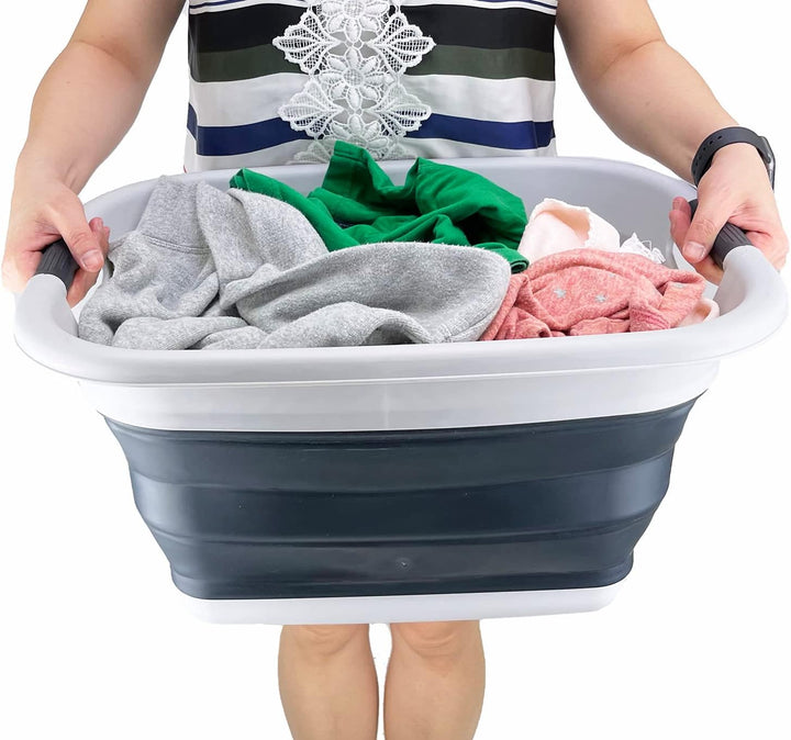 SAMMART 25L Zusammenklappbarer Wäschekorb / -wanne - faltbarer Aufbewahrungsbehälter/Organizer - tra