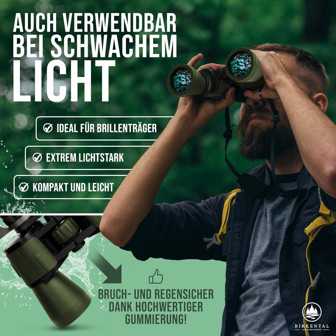 Birkental Fernglas 10x50 mit Dioptrienverstellung – HD Feldstecher, BAK4 Prisma & FMC Objektiv - bri