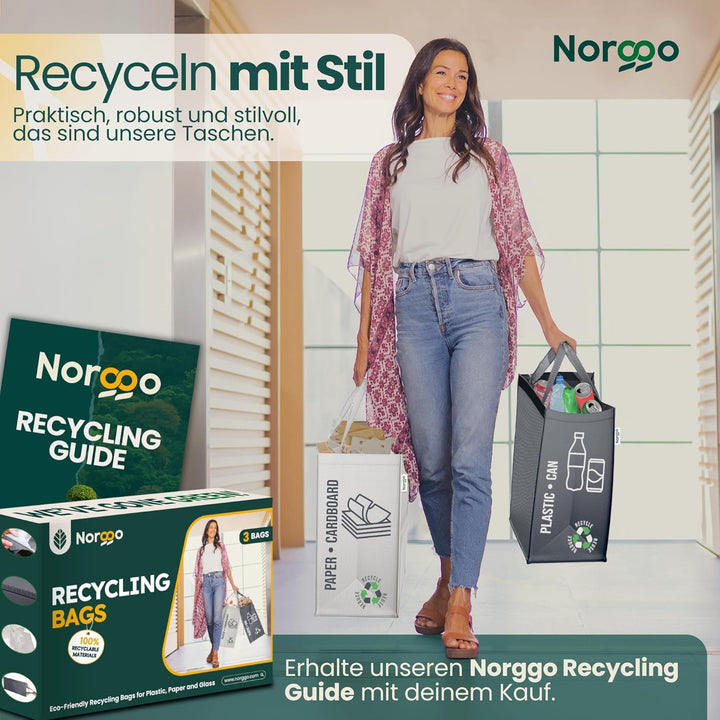 Mülltrennsystem 2fach – Set aus 2 Mülltrennsysteme für Plastik und Papier – Recycling Behälter 50L m