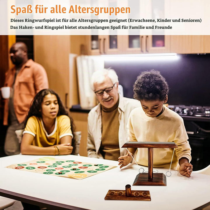 Ring Toss Game, Holz Tischplatte Hook Ringwurfspiel Kinder, Premium Party Wurfspiele Spiel für Famil