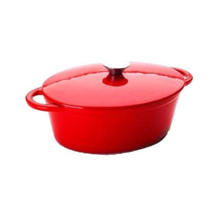 IBILI 726027R Kasserolle oval mit Deckel 27x21x10 cm in rot, Gusseisen, 21 cm, 2-Einheiten Oval 3,3