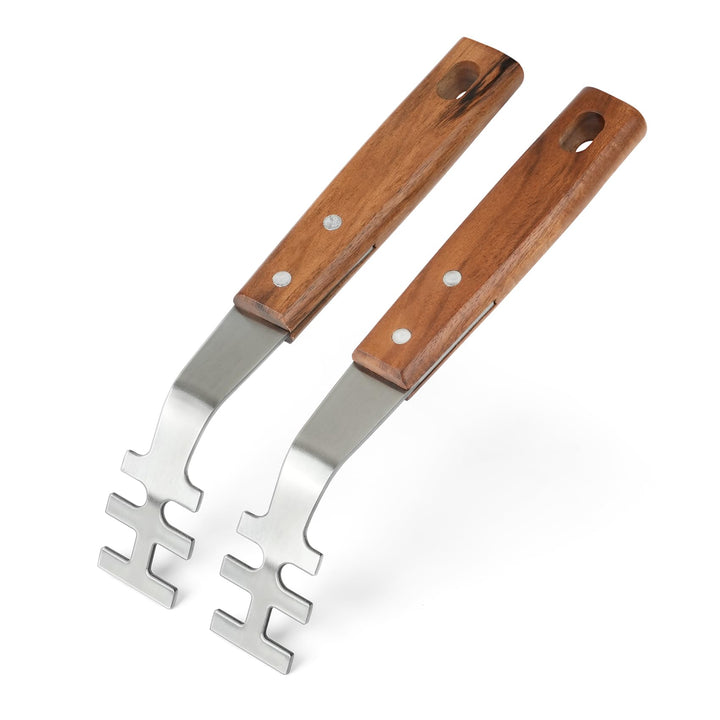 onlyfire Grillrostheber Edelstahl mit Holzgriff, Grillzubehör für Edelstahlroste und Grillrost Gusse