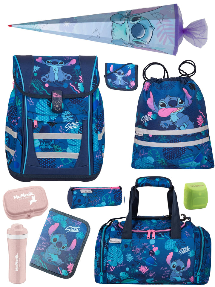 Familando - McNeill Teneris Schulranzen Set - 10-teilig mit Schultüte - Stitch - Ergonomisch & Verst