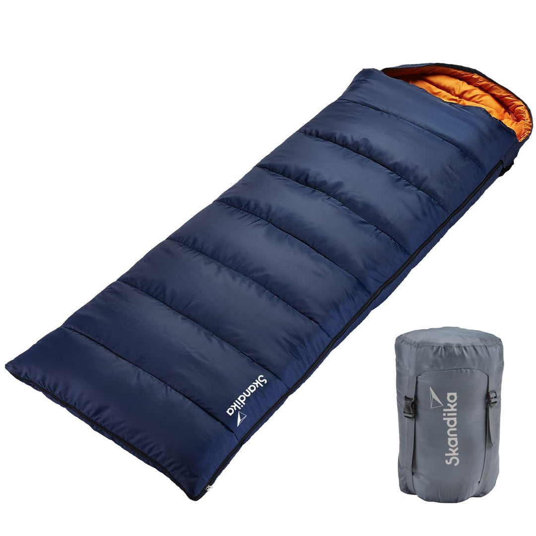 Skandika Deckenschlafsack Iceland Single | Schlafsack Outdoor für Erwachsene, 3 Jahreszeiten mit Bau