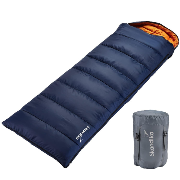 Skandika Deckenschlafsack Iceland Single | Schlafsack Outdoor für Erwachsene, 3 Jahreszeiten mit Bau