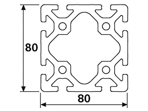 Aluminiumprofil 80x80S I-Typ Nut 8 (schwer), silber eloxiert. Aluminium Profil 80x80 Alu Profile 80