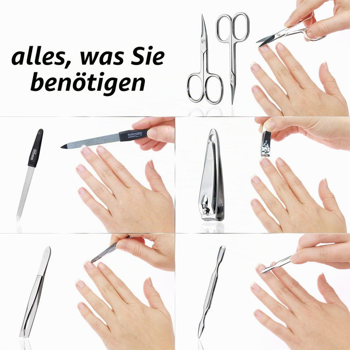 marQus Maniküre Set Herren und Damen 7 Teile mit Nagelzange Solingen Made in Germany für Hand- und F