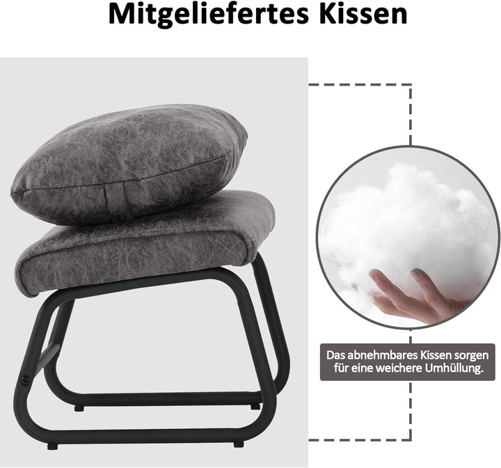 M MCombo Sitzhocker Fussstütze mit Metallbeinen +Kissen, Vintage Hocker Ottoman Schminktisch für Woh