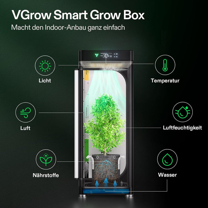 VGrow All-in-One Smart Grow Box, Professionelles System mit Samsung LM301H EVO Grow Light, Fortschri