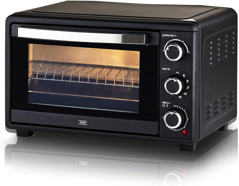 KHG Minibackofen MBO-25S mit Umluft 25l aus Metall in schwarz, 5 Bedienungsstufen, bis 1.500 Watt, i