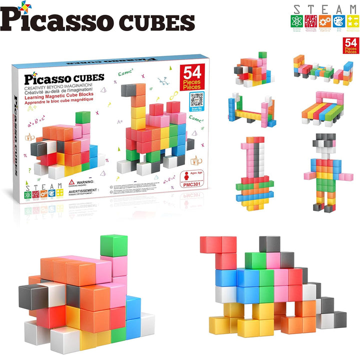 PicassoTiles Magnetwürfel-Bausteine, 3 cm, 1,2 Zoll, 3 cm, Magnetwürfel, Konstruktionsspielzeug, päd