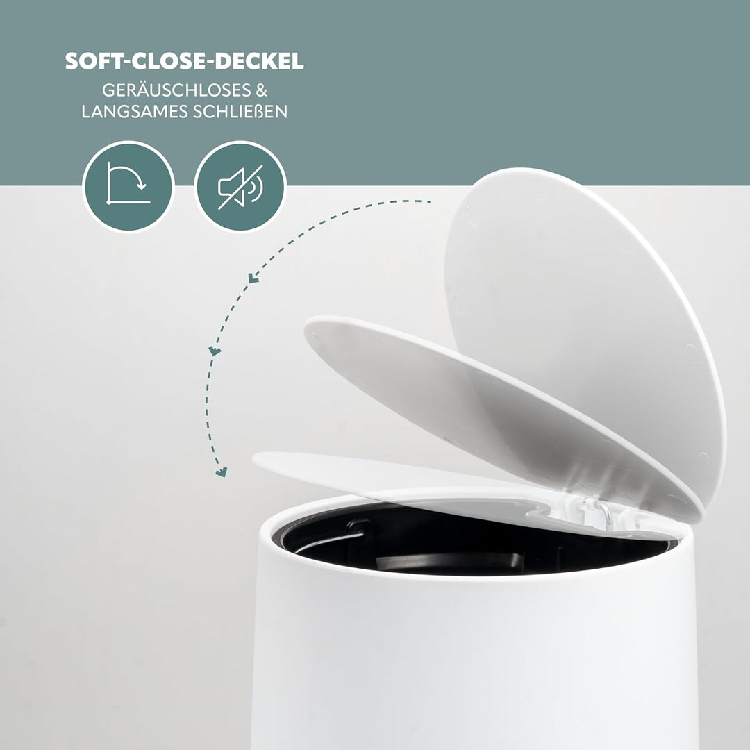 eluno Kosmetikeimer TESERO mit Soft-Touch Oberfläche, Treteimer 4 Liter Fassungsvermögen, mit Soft-C
