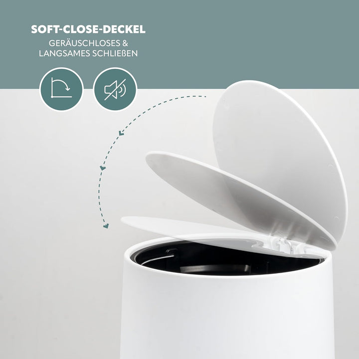 eluno Kosmetikeimer TESERO mit Soft-Touch Oberfläche, Treteimer 4 Liter Fassungsvermögen, mit Soft-C