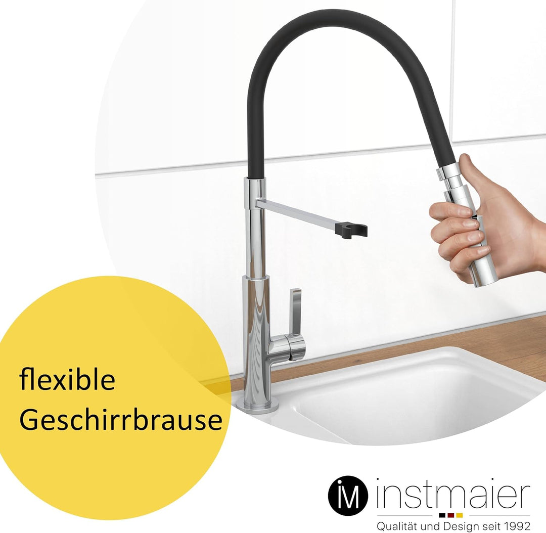 instmaier K4 | Wasserhahn für die Küche | Spültischarmatur mit flexibler Geschirrbrause | Mischbatte