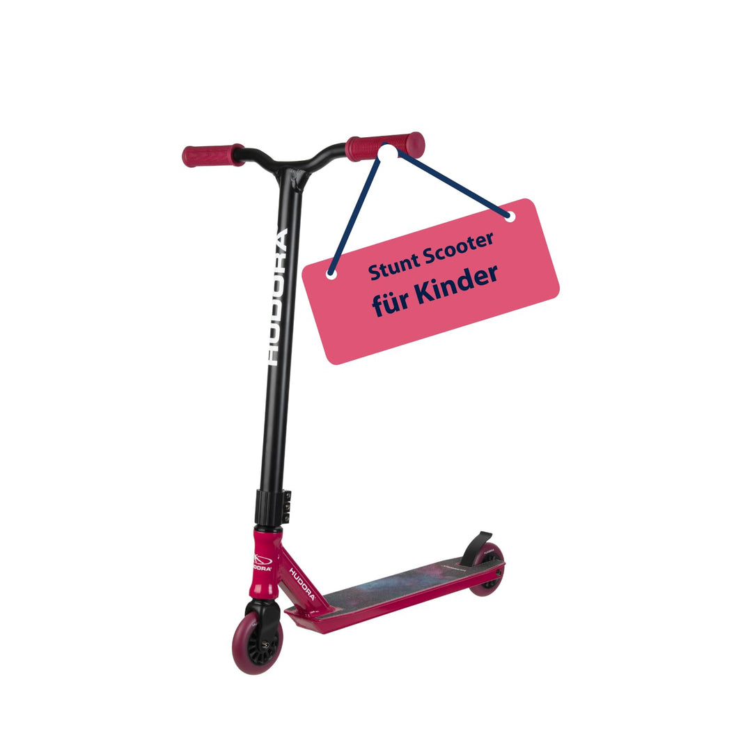 HUDORA Stunt Scooter XQ-13.1, Berry, robuster Stuntroller für Tricks