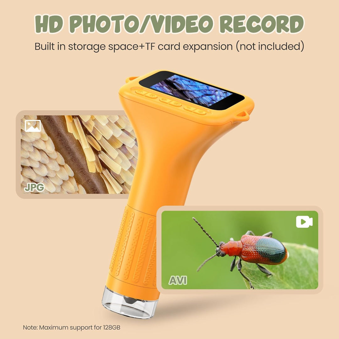 Handy Digitales Mikroskop für Kinder 1000X Tragbares Taschenmikroskop: 2,0" IPS-Bildschirm USB Micro
