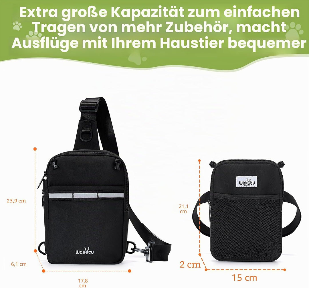 wakytu 2-in-1 Futterbeutel Hunde - Leckerlibeutel für Hunde, abgetrennte Fächer, grossvolumig, wasse