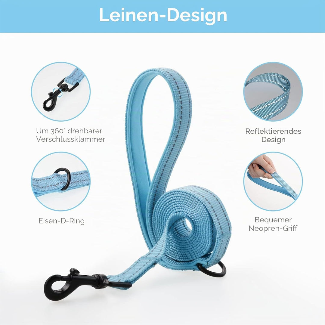 BELLA &amp; PAL Hundegeschirr Kleine Hunde mit Leine, Step-in Geschirr aus Air Mesh, Anti Zug Reflektier
