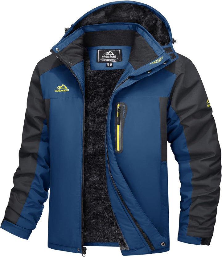 TACVASEN Herren Warme Skijacke Gefütterte Winterjacke Wasserabweisende Funktionsjacke mit Abnehmbare