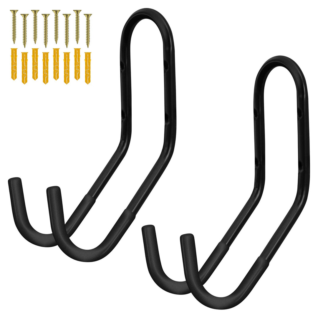 WELLGRO 2er Set Wand Fahrradhalter inkl. Metallschrauben und Dübel - Haltebügel mit Gummiummantelung