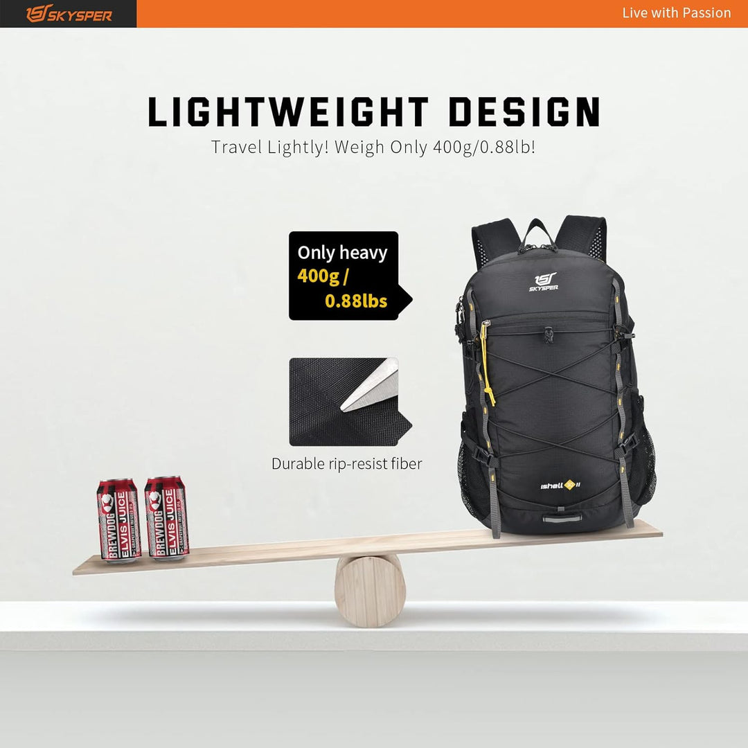 SKYSPER ISHELL 30 Faltbarer Rucksack 30L Ultra-leicht Tagesrucksack Verstaubar Daypack Wasserfest Wa
