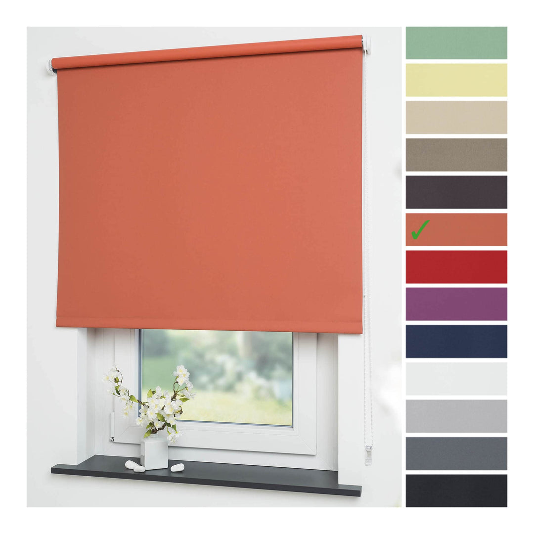 Liedeco Verdunklungsrollo, 62 x 180 cm, unifarben, Schwarz, orange, 062 X 180 cm Orange 062 X 180 cm