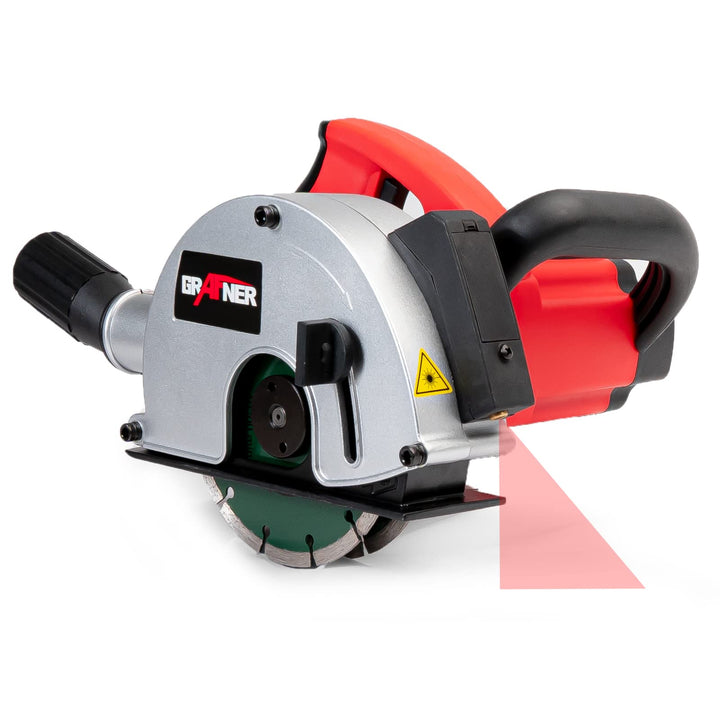 Grafner Mauernutfräse mit Laser, kraftvolle 1700 Watt mit 4000 U/min, incl. 2x Ø 150 mm Diamant-Tren