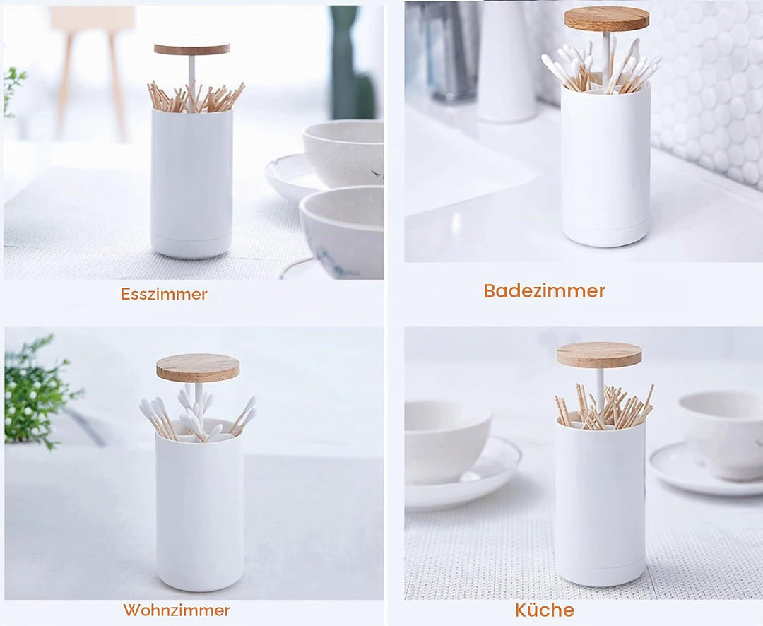 Wattestäbchen Behälter, Wattestäbchen Aufbewahrung Spender mit Drücken Sie Selbstsperren, Make-up Or
