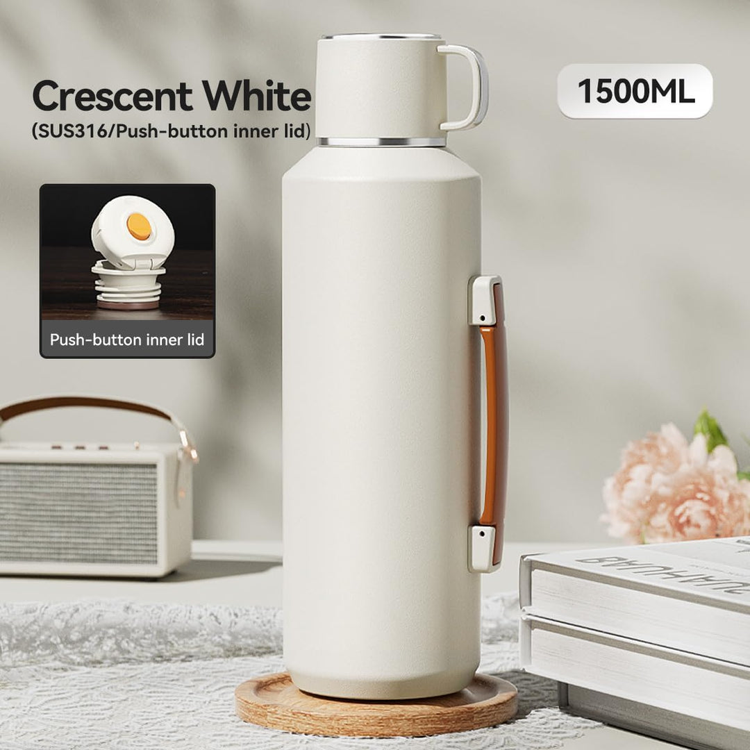 Simcat 1500ml Thermoskanne Thermosflasche 316 Edelstahl, Edelstahl Trinkflasche (hält 24 Stunden), T