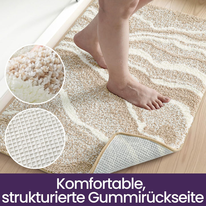 DEXI Badezimmerteppich 44 x 76 cm, Badvorleger rutschfest waschbar, Badematte Mikrofaser Saugfähig,