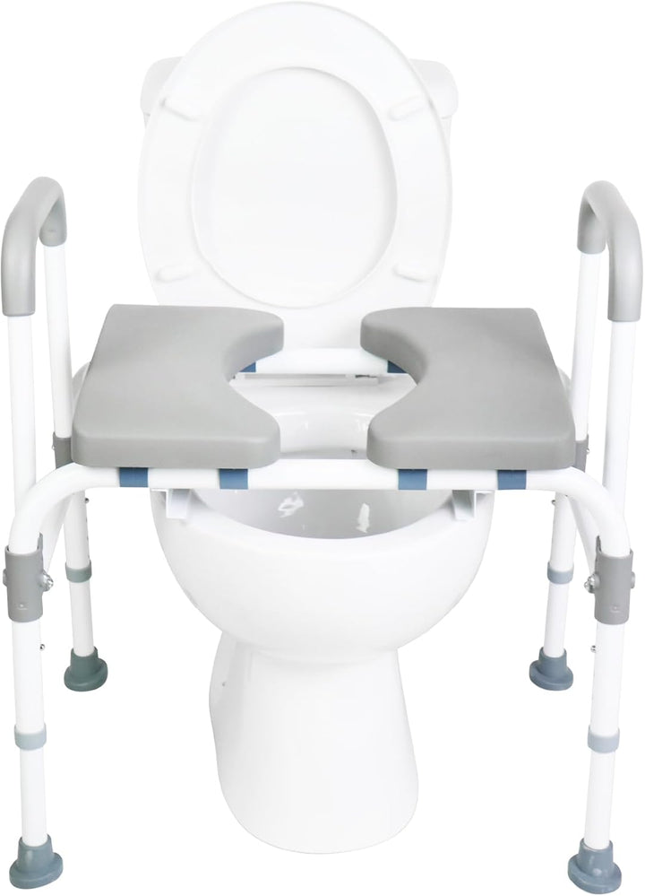KMINA - Toilettenstuhl für Senioren mit Verstellbarem Sitz (Bis zu 180 kg), Stabiler Nachtstuhl für