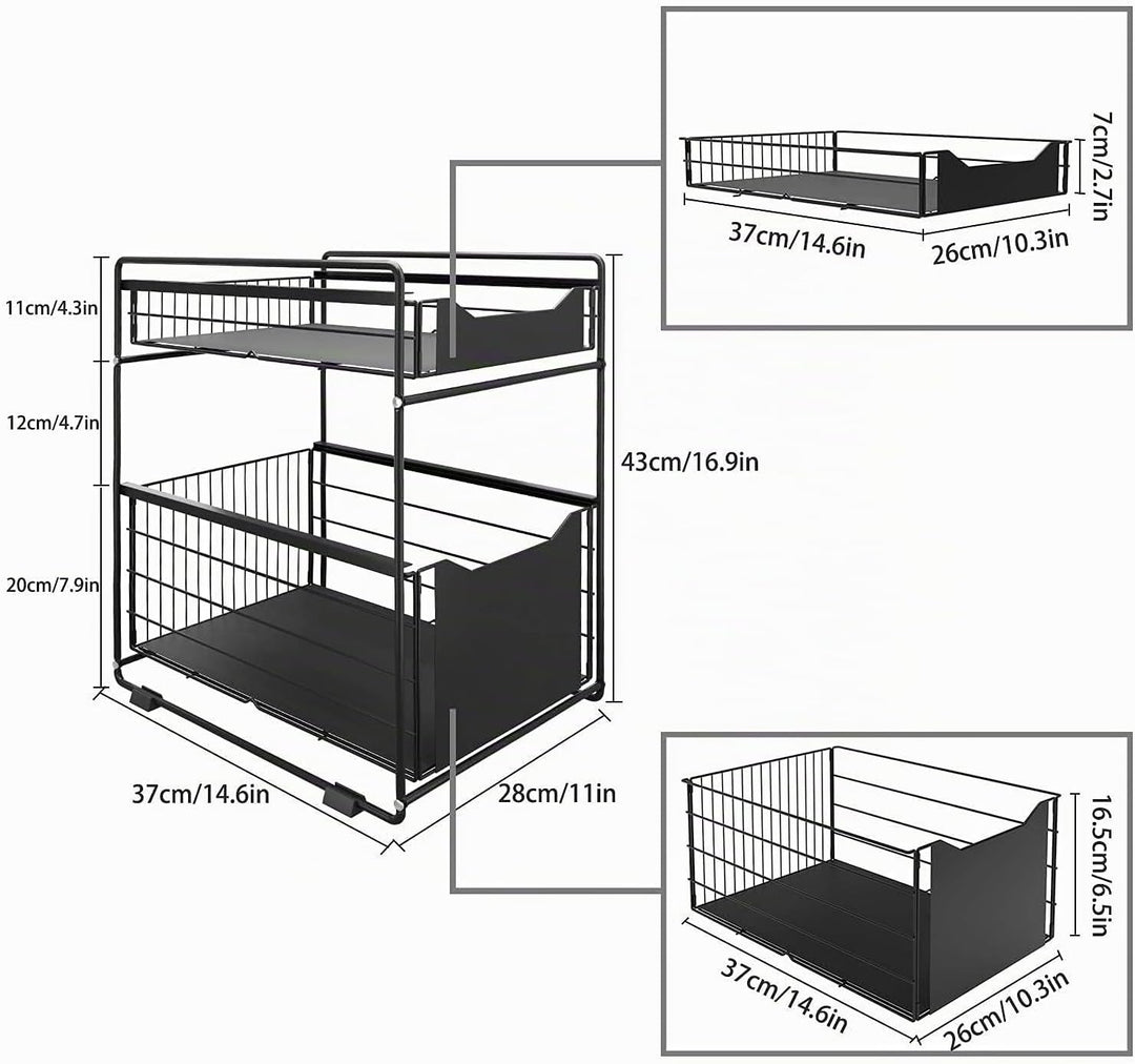 DAWNYIELD 2 Tier Organizer mit Speicher Unter Waschbecken Schiebeschrank Korb herausziehen Snack Org