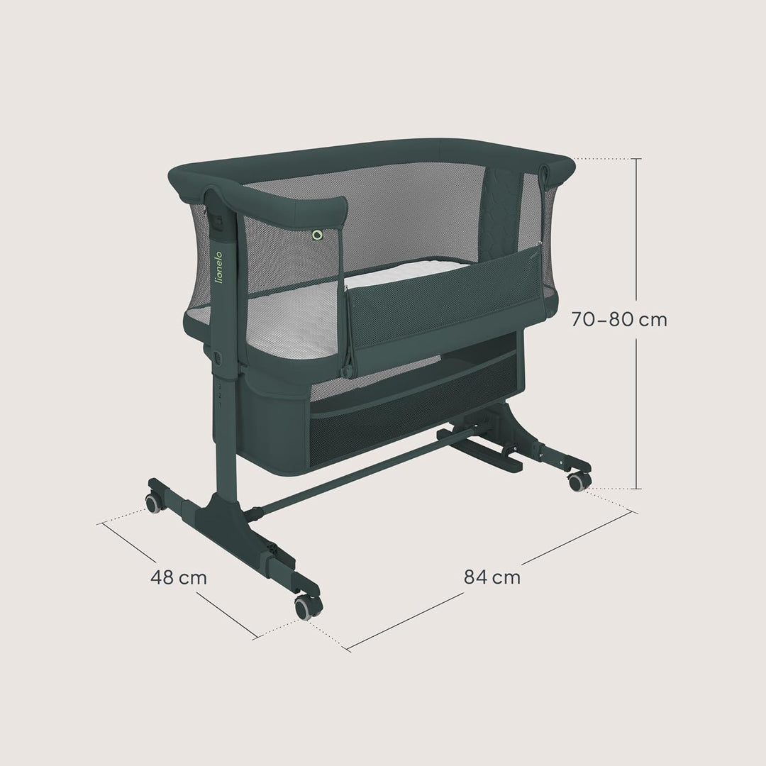 Lionelo Jodie Beistellbett 3in1, 6-Fach höhenverstellbar mit Neigungsverstellung für Boxspringbett,