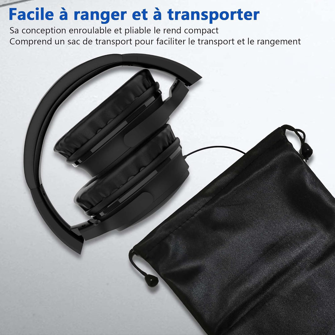 19.5 ft / 6 m extra long cable headphones for TV PC with volume control, spring spiral cable, 3.5 mm
