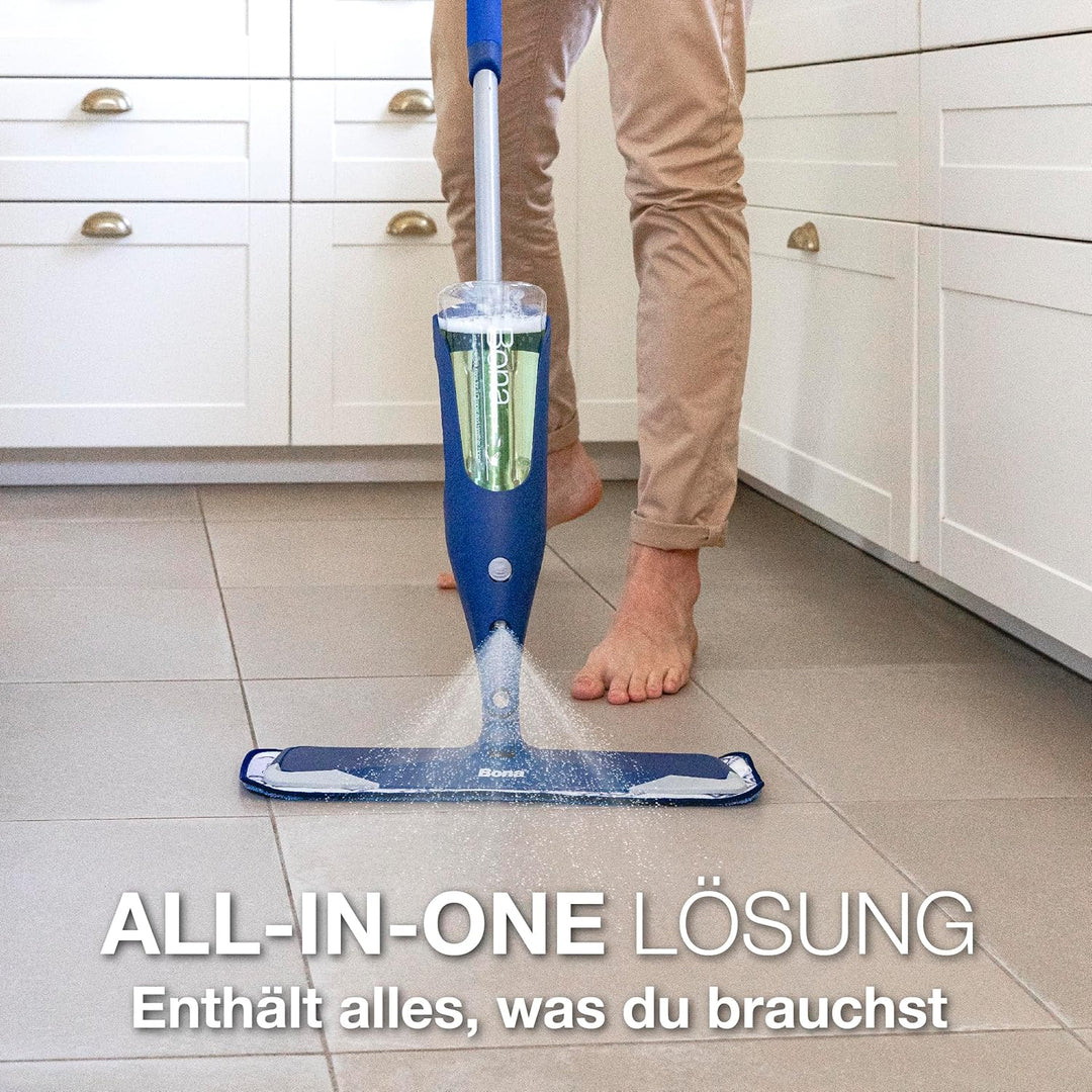 Bona Bodenwischer mit Sprühfunktion für Fliesen Laminat Stein, Fliesenreiniger Laminatreiniger Spray