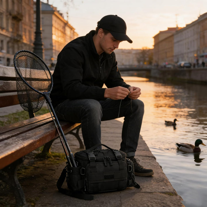 YUEMING Angeltasche, Fishing Angeltasche, Angelkoffer Forellen-Tasche Angeln mit gepolstertem Schult