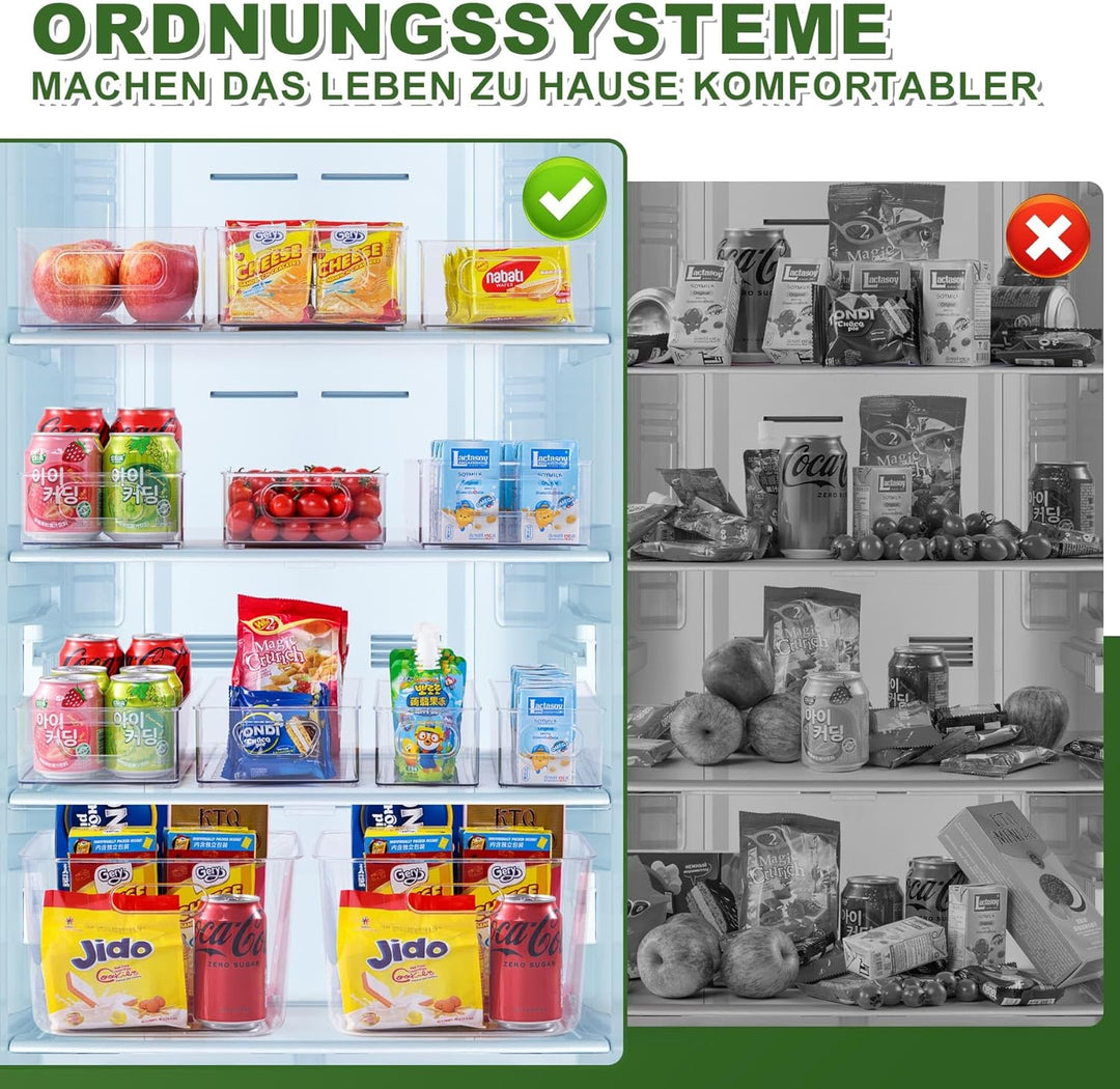 6er Pack Kühlschrank Organizer Aufbewahrung Boxen Set, Fridge Organizer Schublade Ordnungssystem Sta