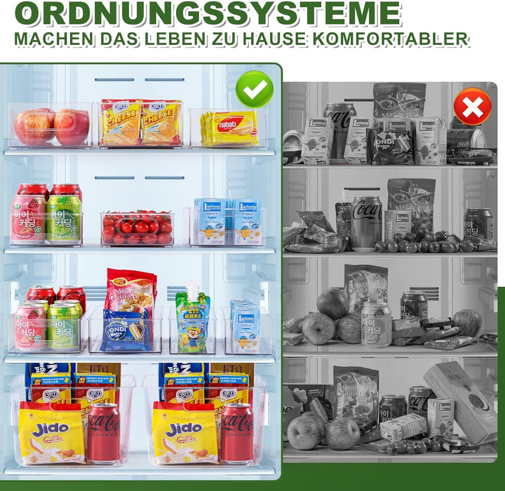 6er Pack Kühlschrank Organizer Aufbewahrung Boxen Set, Fridge Organizer Schublade Ordnungssystem Sta