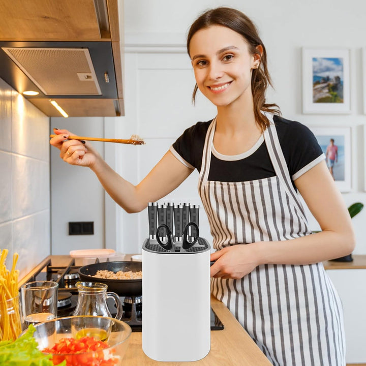 Messerblock ohne Messer Universal - Weisser Messerhalter | Küchenmesser Organizer für Alle Messertyp