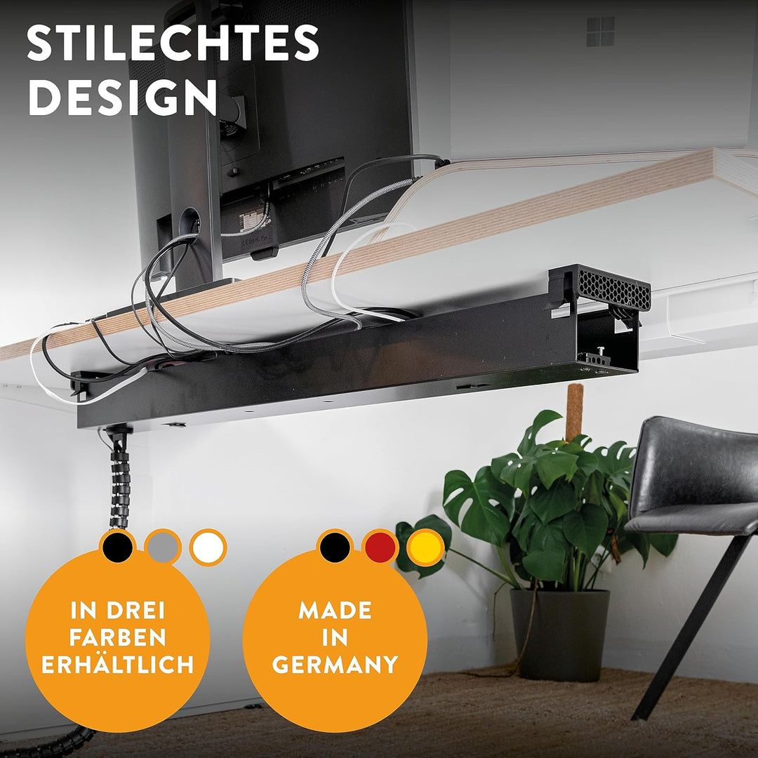 boho office® Kabelwanne – Schwarz 57 cm aus Metall - beidseitig klappbare Kabelwanne zur Installatio