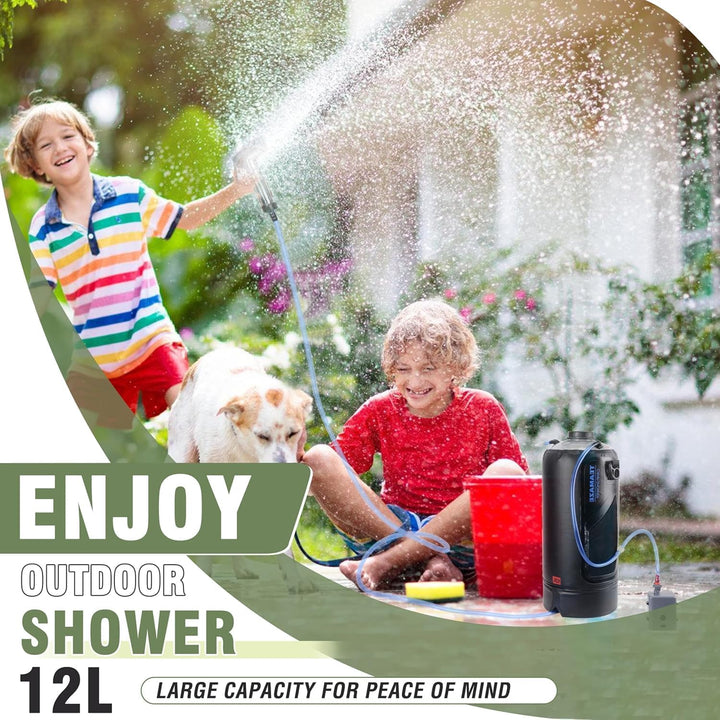 BOOSTEADY Campingdusche,12 L tragbare Campingdusche mit verbessertem Schraubdeckel, automatischer Dr
