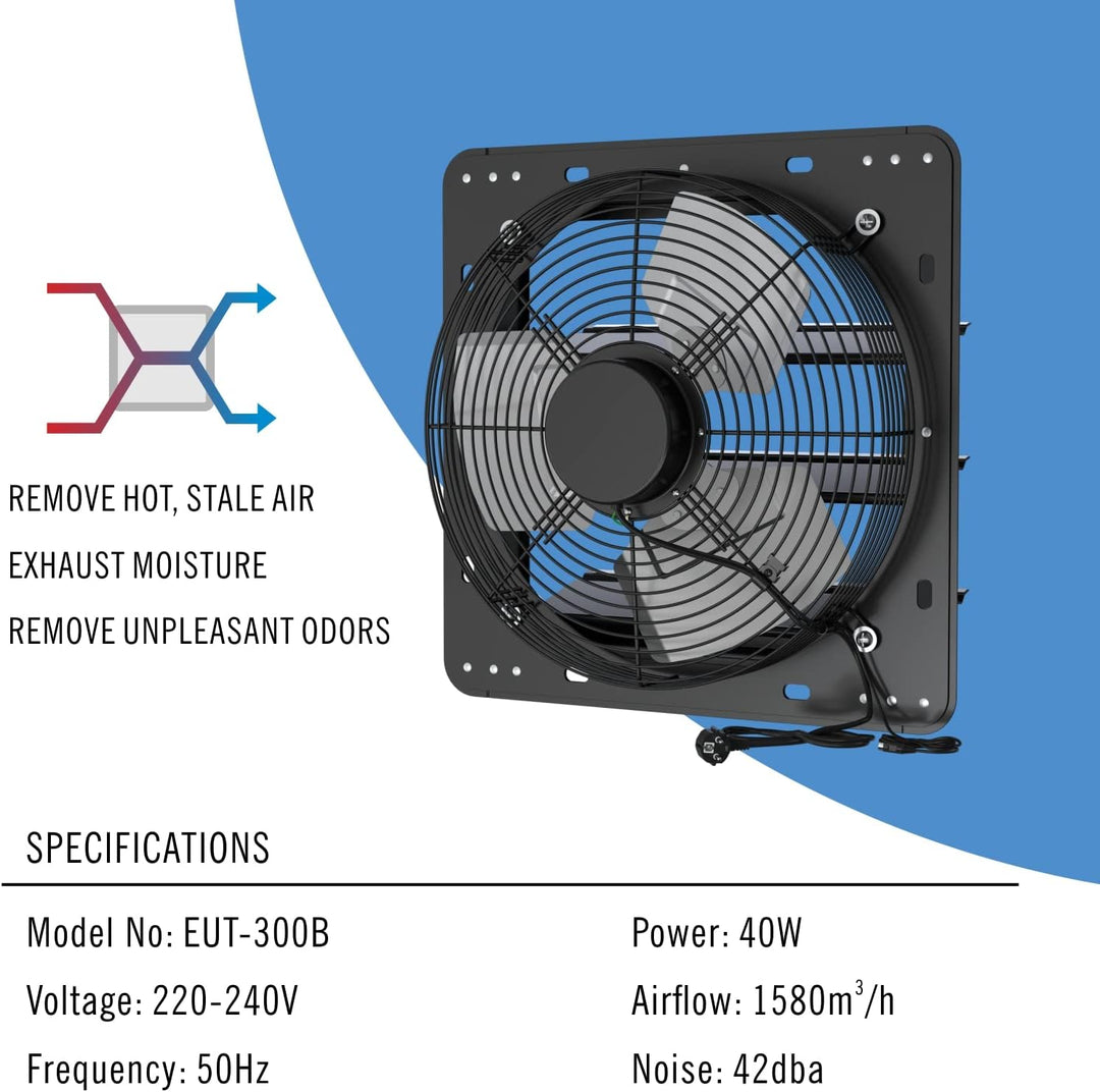 Brogachy 300mm zu und Abluftventilator Industrie Wandventilator 1580m³/h mit PWM Regelbar Wandlüfter