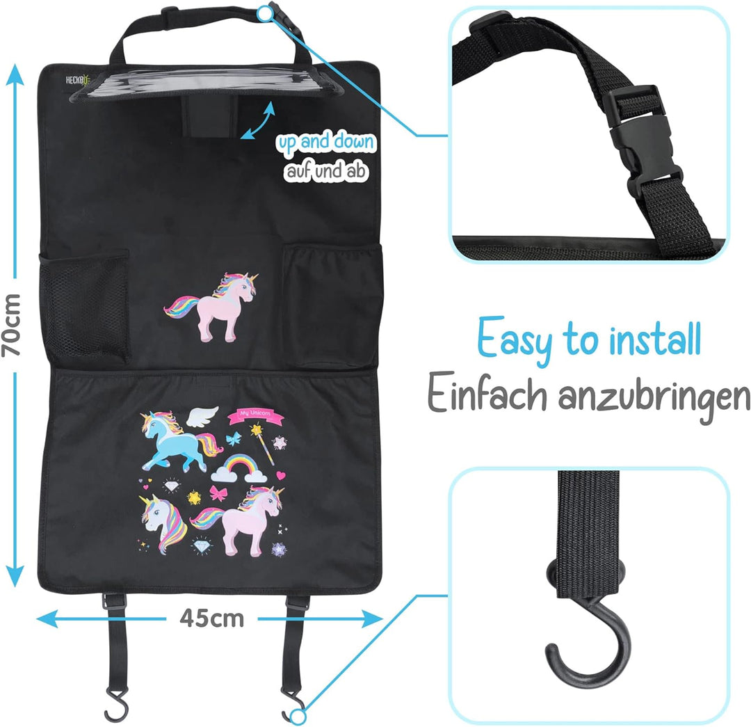 HECKBO 2x Auto Rücksitz Organizer mit verstellbarer Tablet Tasche für Tablets bis zu 20 Zoll mit Tou