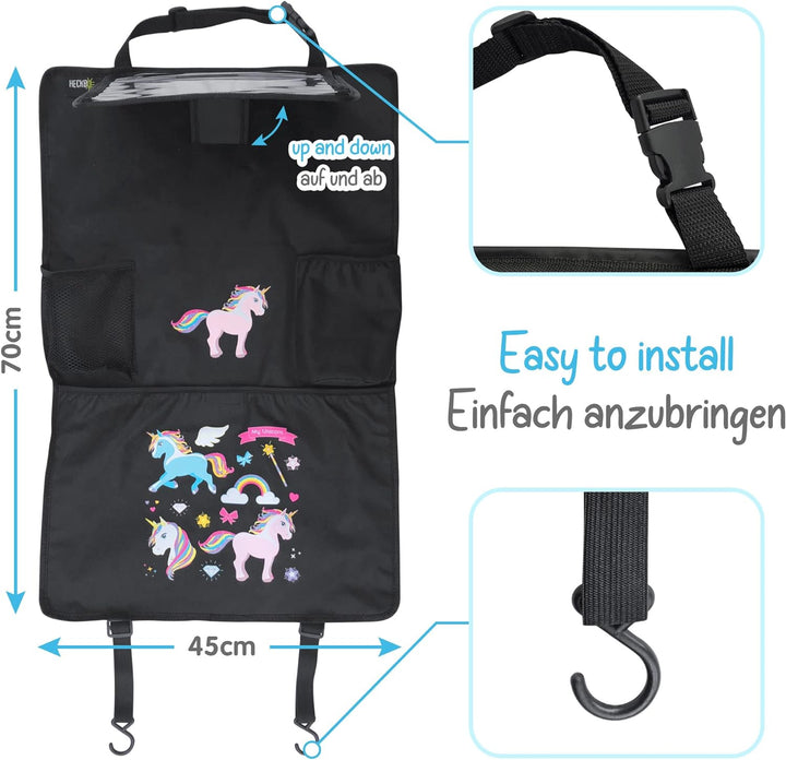 HECKBO 2x Auto Rücksitz Organizer mit verstellbarer Tablet Tasche für Tablets bis zu 20 Zoll mit Tou