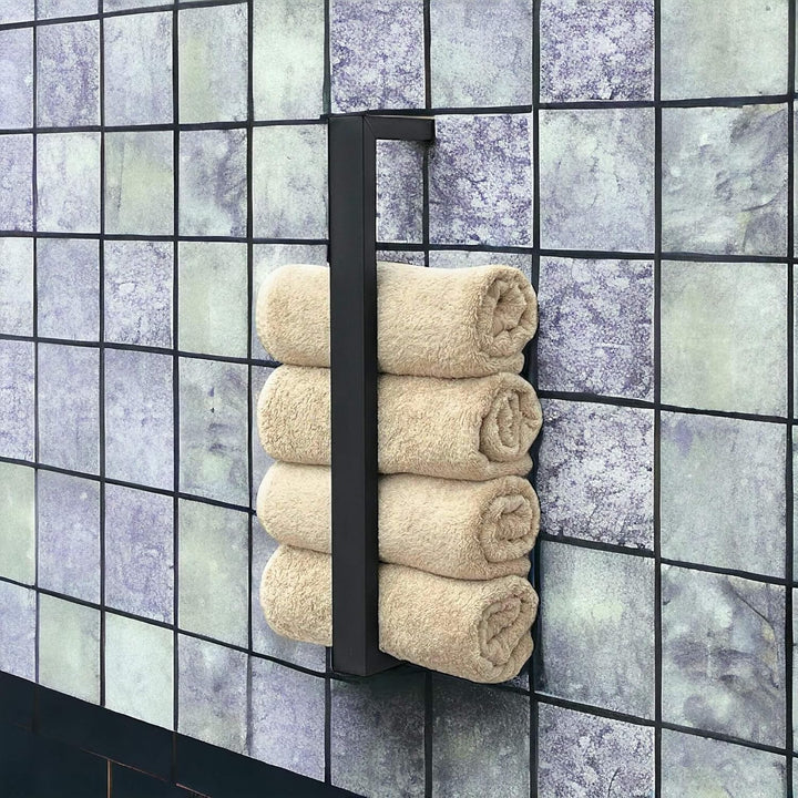 DanDiBo Handtuchhalter Metall Schwarz Wand Handtuchhaken 96499 Schmal Handtuchleiste Hakenleiste Mod