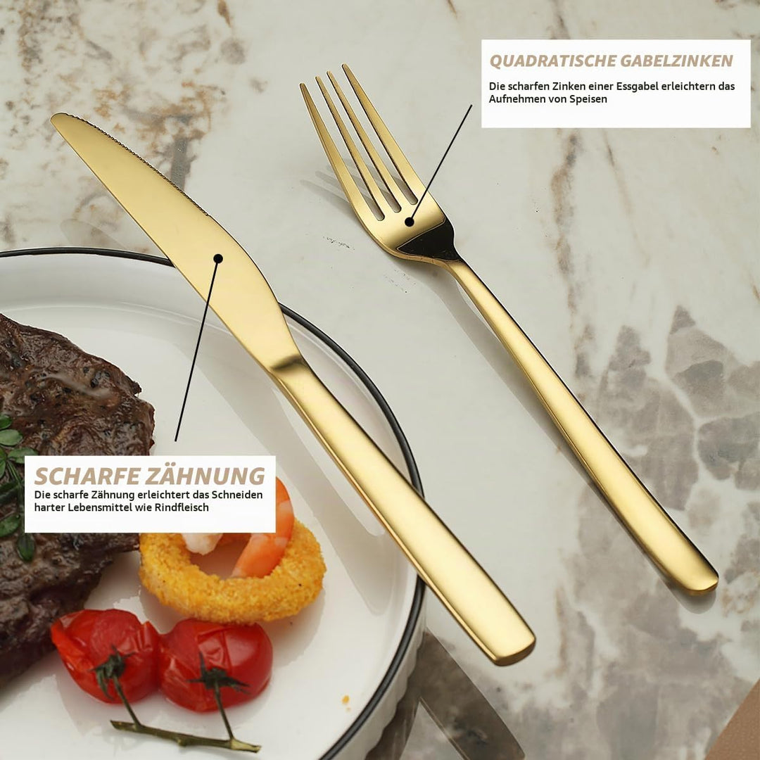Berglander Gold Hochzeit Besteck Set 60pcs Service für 20, Titan beschichtet Edelstahl Besteck Set,